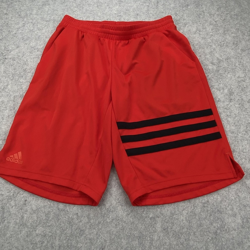 Adidas Shorts Mens Large 28x11 Red Mesh Athletic 11 Inch Basketball Gym Pockets